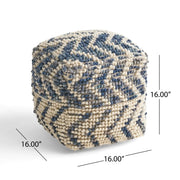 Wool Cotton Blend Cube Pouf