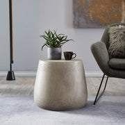 Concrete-Finish Drum Side Table