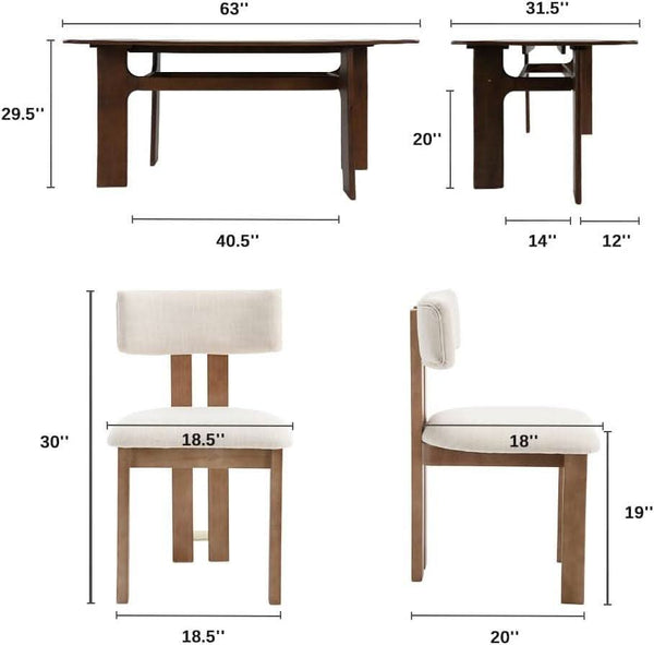 Walnut-Finish Rectangular Dining Table