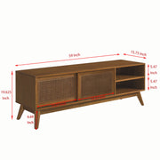 Rattan-Door Mid-Century Media Console — alternate angle showing full form