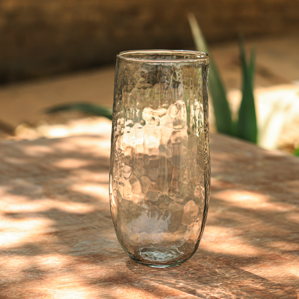 Pebbled Clear Glass Tall Vase