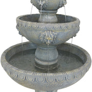 Lion Head Three-Tier Outdoor Fountain