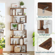 S-Curve Wood-Grain Bookcase Six Tier – book case (view 4) | Roost & Roam