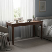 Walnut-Finish Wood Writing Desk with Drawers