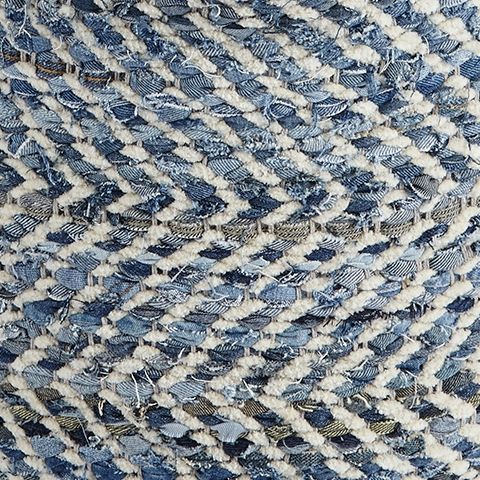 Chevron Woven Denim Square Pouf