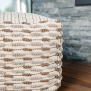 Square Handwoven Loop Jute Ottoman Pouf