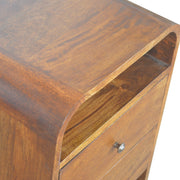 Curved Mango Wood 2-Drawer Nightstand