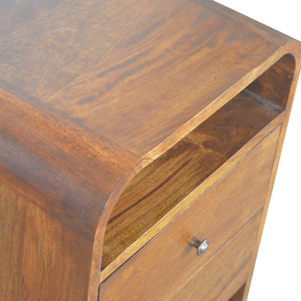 Curved Mango Wood 2-Drawer Nightstand