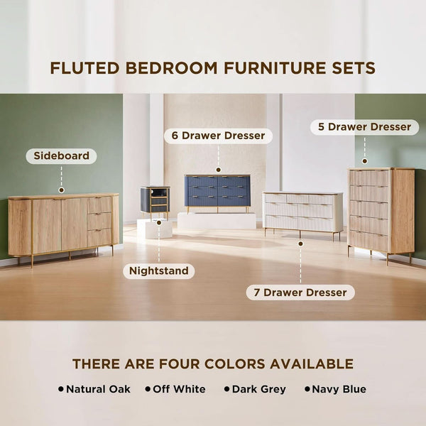 Fluted Five-Drawer Dark Walnut Dresser – chest (view 5) | Roost & Roam