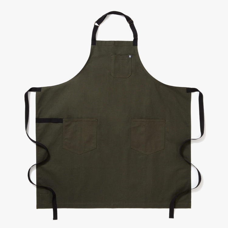 Olive Canvas Full-Coverage Apron