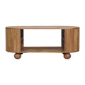 Reeded Mango Wood Oval Coffee Table