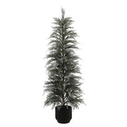 Flocked Artificial Cedar Tree, 4 ft