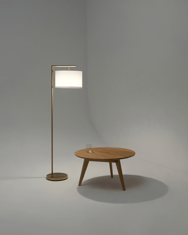 Metal Arm Drum Shade Floor Lamp