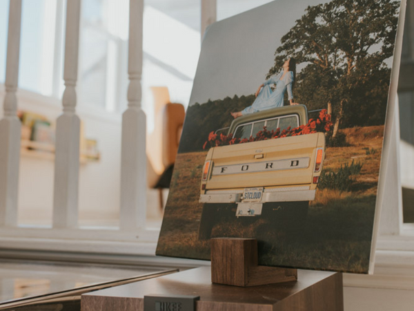 Hardwood Tabletop Record Stand