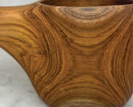 Carved Teak-Grain Wood Kuksa Mug