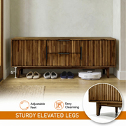 Reeded Wood Storage Bench