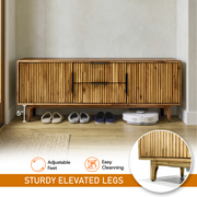 Reeded Wood Storage Bench