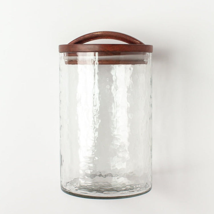 Recycled Glass Canister Wood Lid