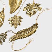 Brass Botanical Leaf Ornaments, Set of 6