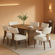 Beige Linen Dining Chairs, Set of 6