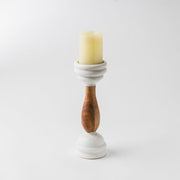 Marble and Wood Pillar Candleholder