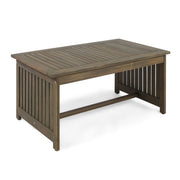 Close-up of acacia wood grain and teak-finish detail — Slatted Acacia Outdoor Coffee Table
