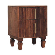 Fluted Mango Wood Two-Drawer Nightstand