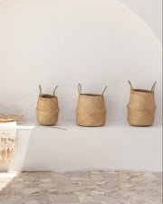 Chevron Seagrass Rope Storage Basket