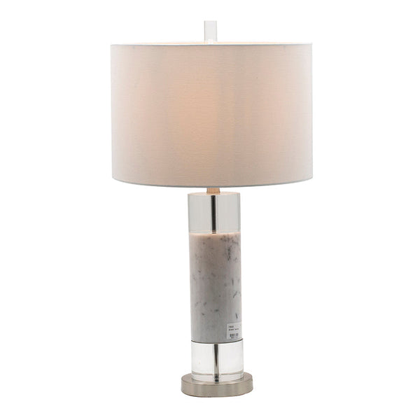 Marble and Crystal Column Table Lamp