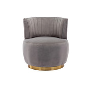 Channel-Tufted Velvet Swivel Accent Chair — detail of finish and surface variation