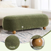 Oval Chenille Upholstered Bedroom Bench – ottoman (view 3) | Roost & Roam