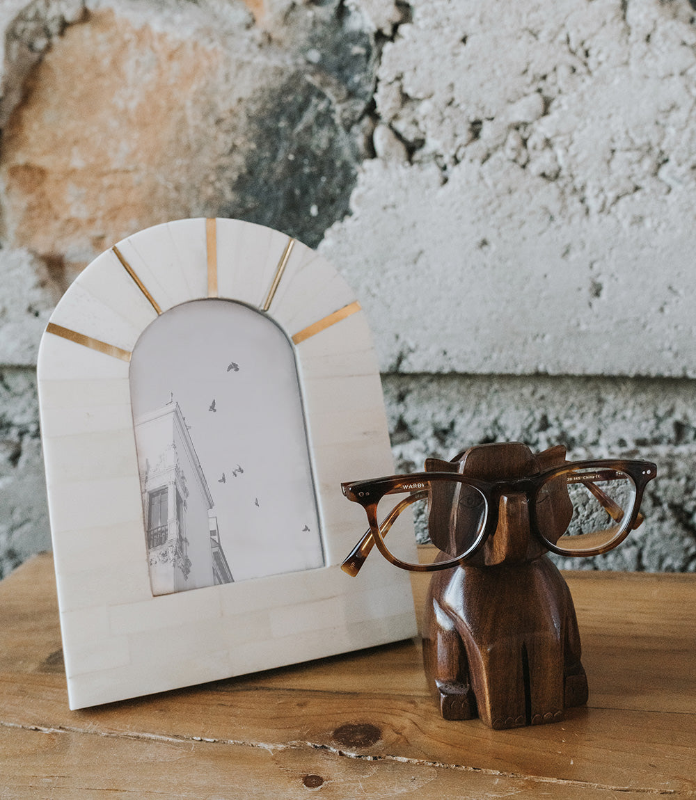 Cream Bone Tile Arch Picture Frame, 5.5 x 3.5 Photo