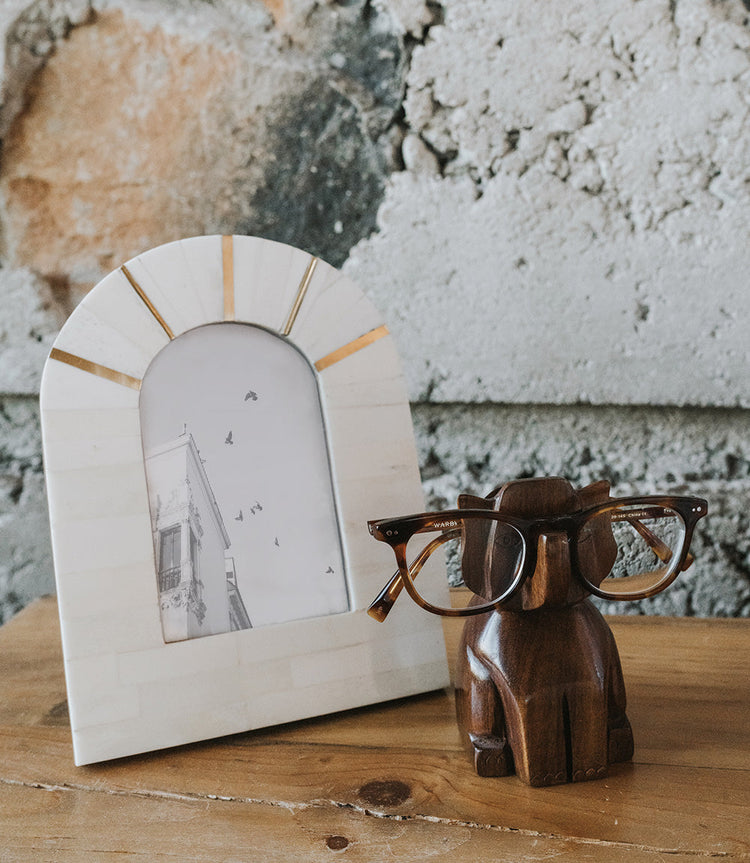 Cream Bone Tile Arch Picture Frame, 5.5 x 3.5 Photo