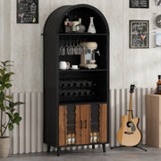 Arched Black Wood Bar Cabinet