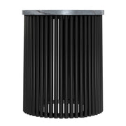 Round Marble Top Slatted Metal Accent Table