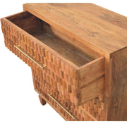 Carved Mango Wood Three-Drawer Chest