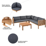 Acacia Wood Sectional Outdoor Sofa Set