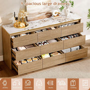 9 Drawer Dresser Chest With Polished Marble Tabletop