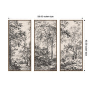Antonie Waterloo Woodland Triptych Canvas Set hung on a warm neutral wall above a sofa