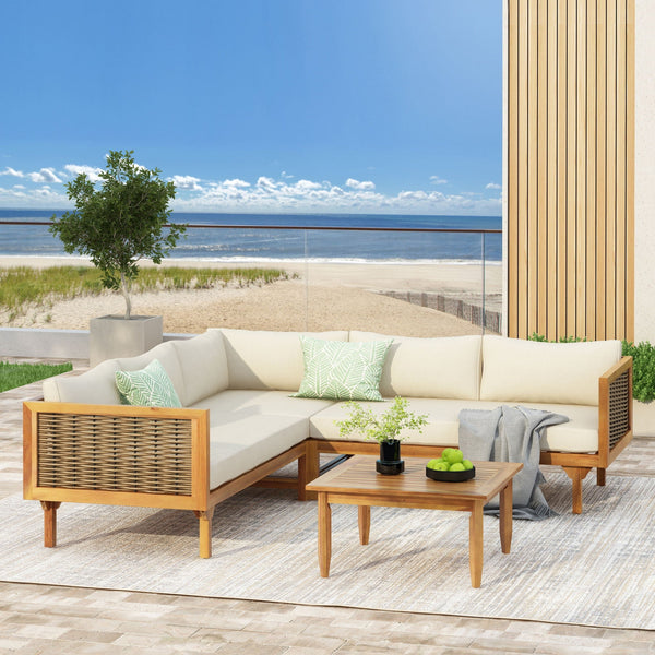 Acacia Wicker Sectional Outdoor Sofa Set