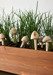 Hand-Carved Wood Mushroom Garden Stake