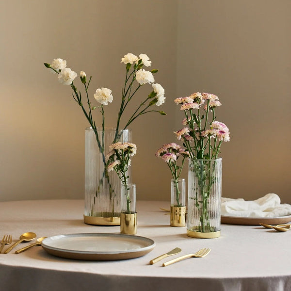 Fluted Glass Bud Vases, Set of 4