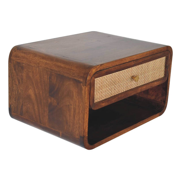 Woven Rattan Wall-Mounted Bedside Table