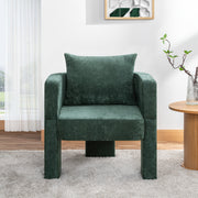 Close-up of material and construction detail — Chenille Three-Leg Accent Chair