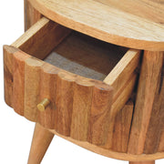 Round Stripe Mango Wood Nightstand