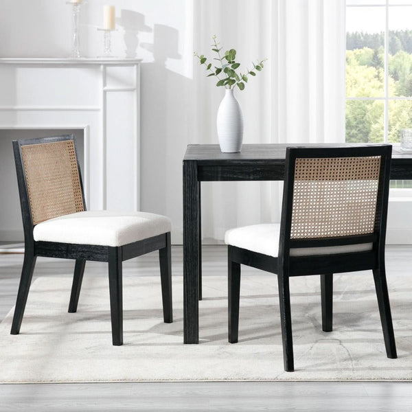 Woven Rattan Sherpa Dining Chairs, Set of Four – dining room set (view 5) | Roost & Roam