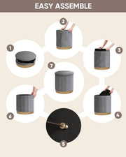 Chevron Velvet Round Storage Ottoman – ottoman (view 6) | Roost & Roam