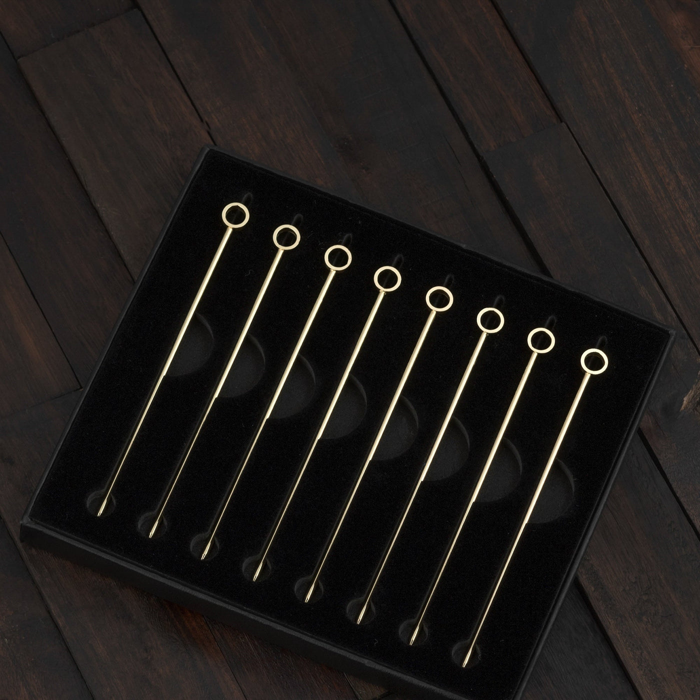 Gold-Finish Steel Cocktail Picks Set