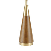 Cone Base Brass and Wood Table Lamp