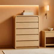 Natural Oakgrain Five-Drawer Vertical Dresser